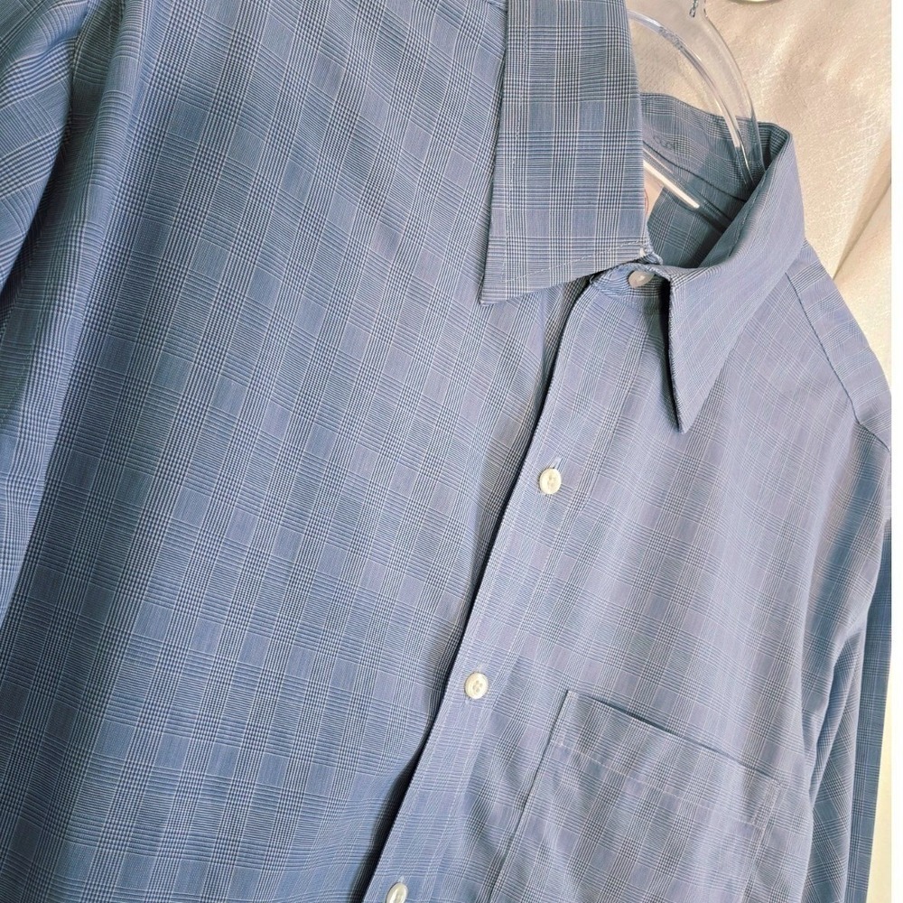 Brooks Brothers 346 Men Blue Glen Plaid Non-Iron Cotton Button Down Shirt 16-4/5